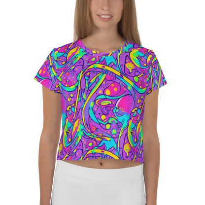 Women's Crop Tee - Neon Galaxy Whirl