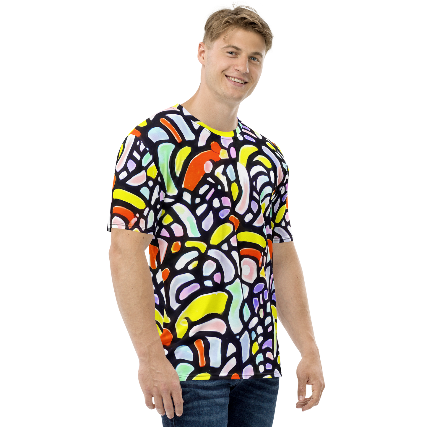 Men's Crew Neck T-Shirt - Cubist Carousel