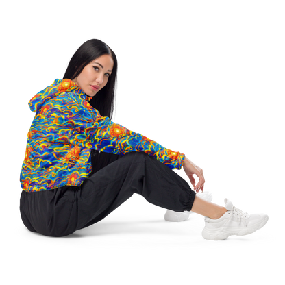 Women's Cropped Windbreaker - Chroma Ripple