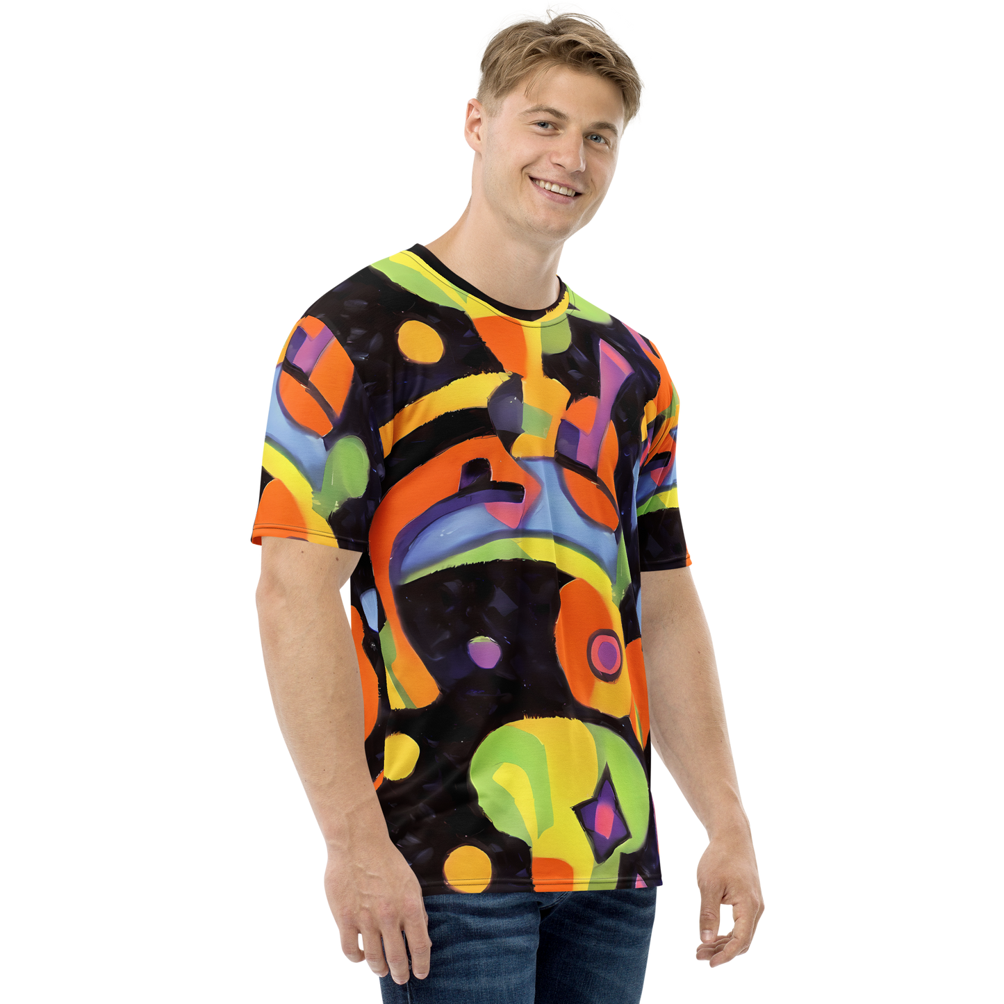 Men's Crew Neck T-Shirt - Neon Symphony