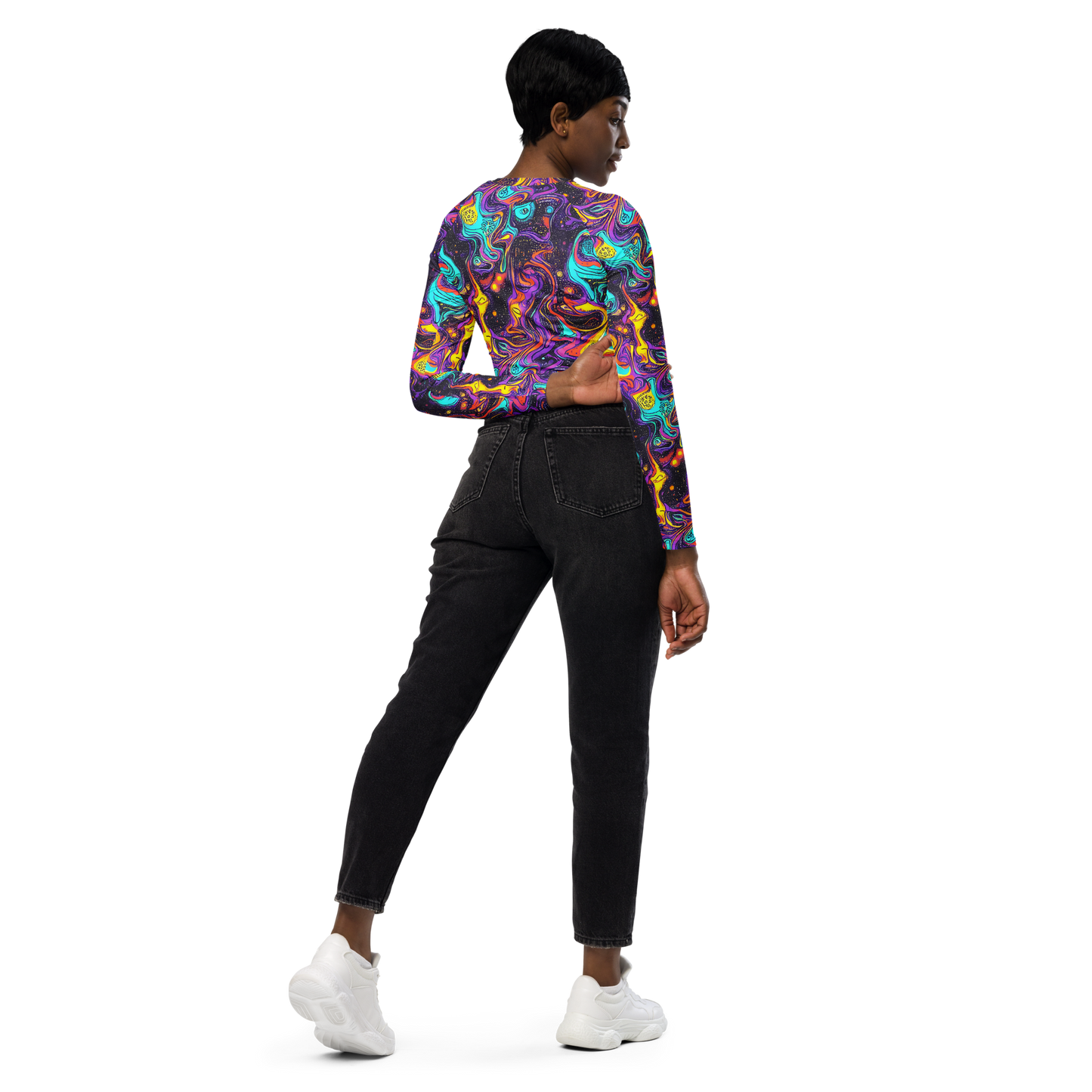 Long Sleeve Crop Top - Hutty Nebula