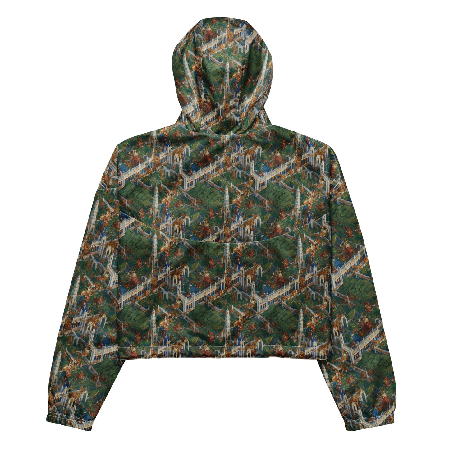 Women's Cropped Windbreaker - Emerald Dynasty