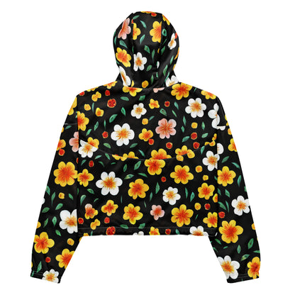 Women's Cropped Windbreaker - Sunlit Blossoms