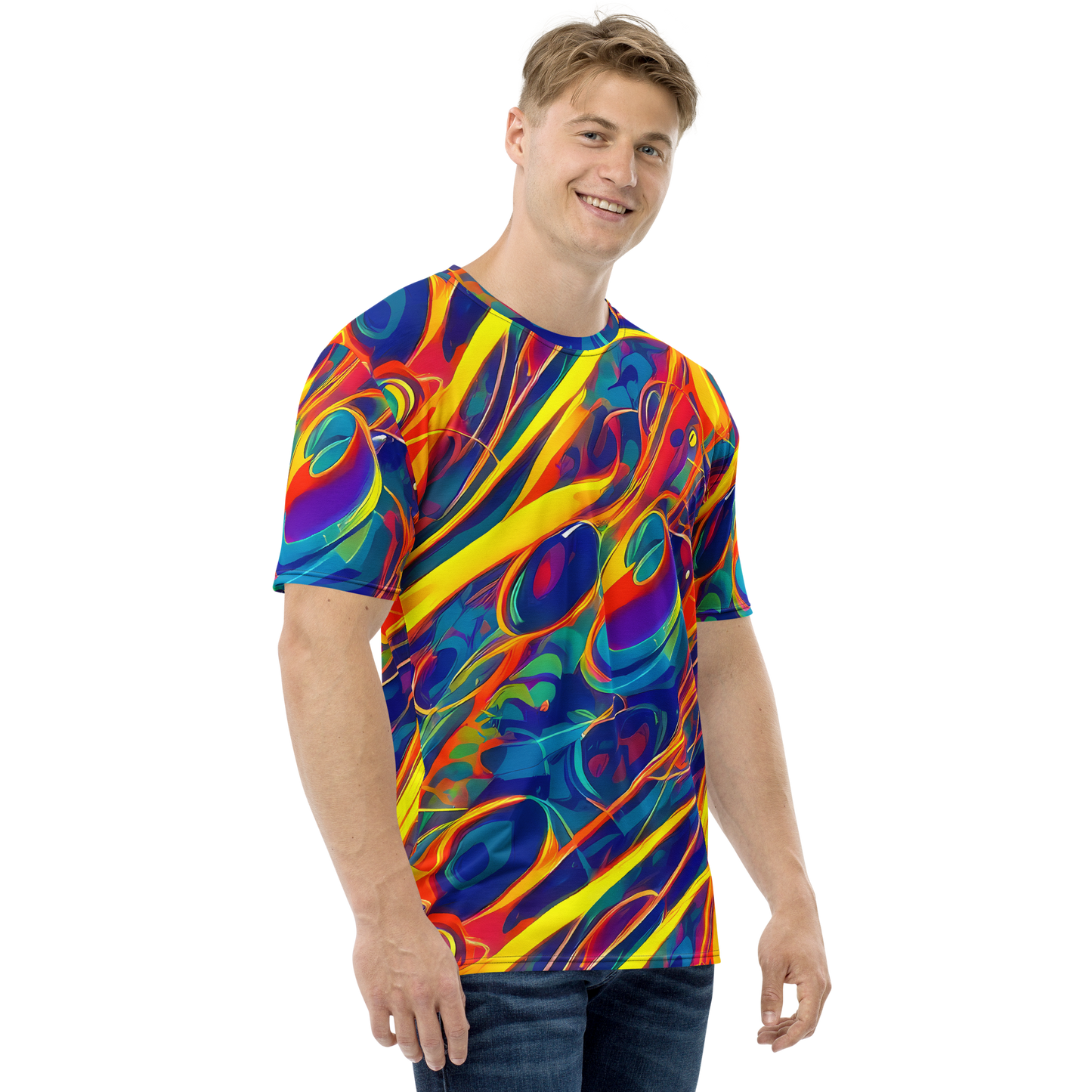 Men's Crew Neck T-Shirt - Abstract Blaze