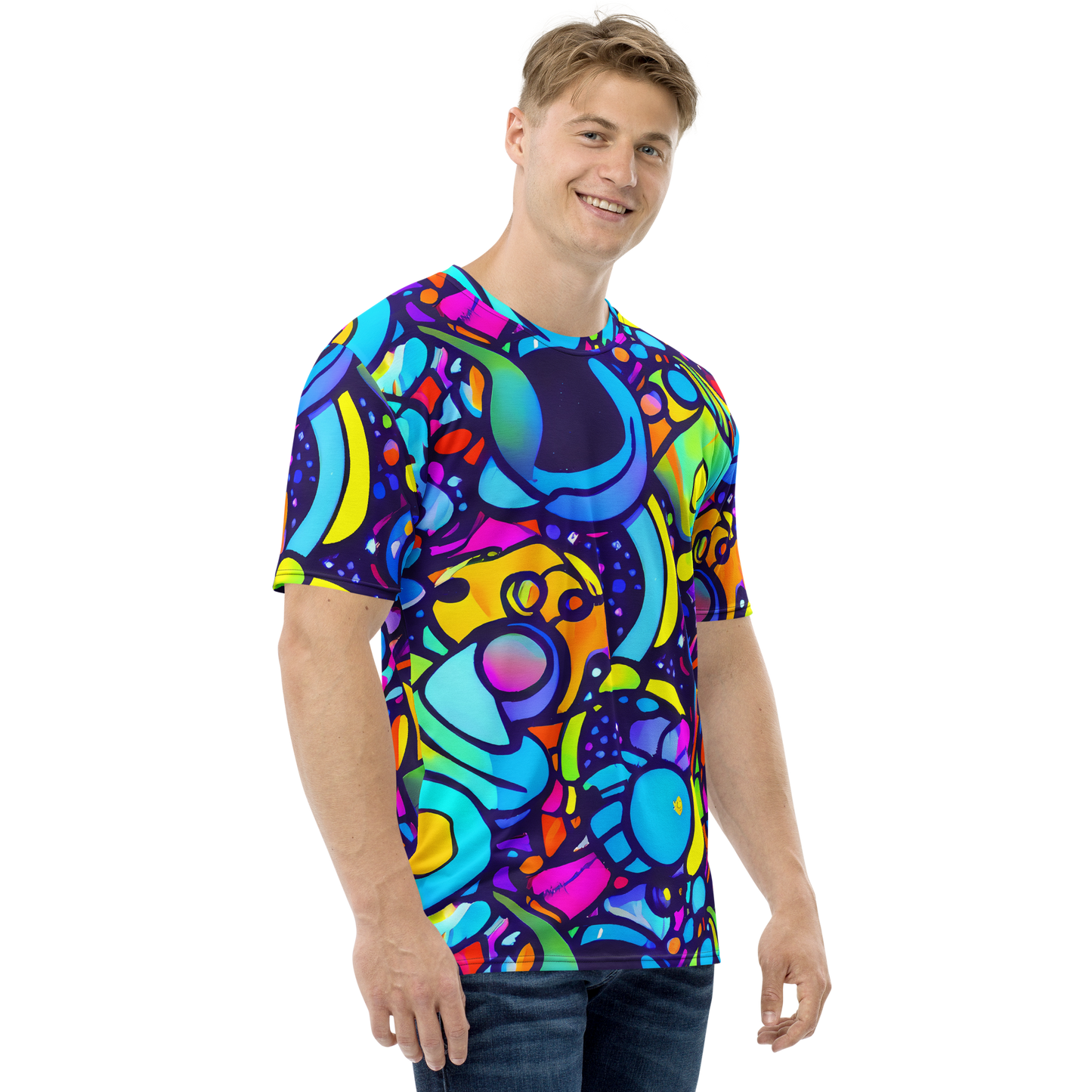 Men's Crew Neck T-Shirt - Neon Graffscape