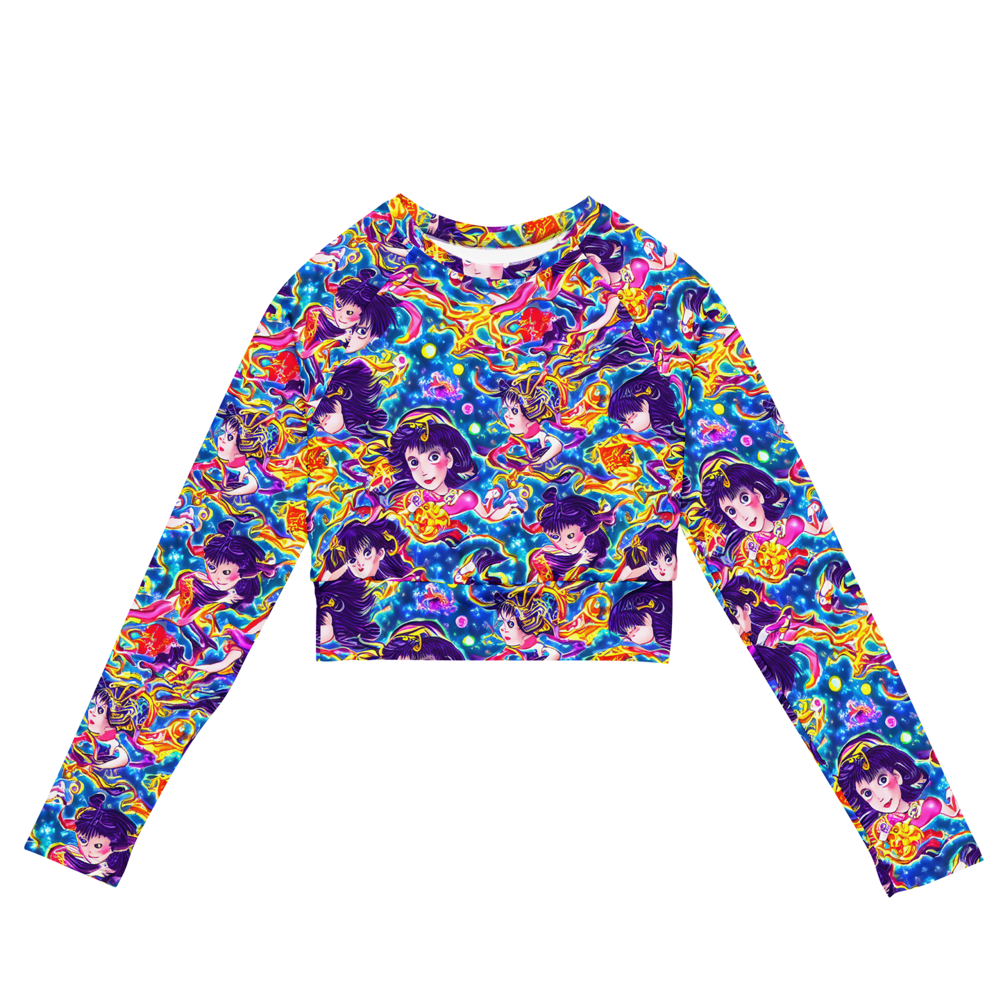 Long Sleeve Crop Top - Aquatic Whim