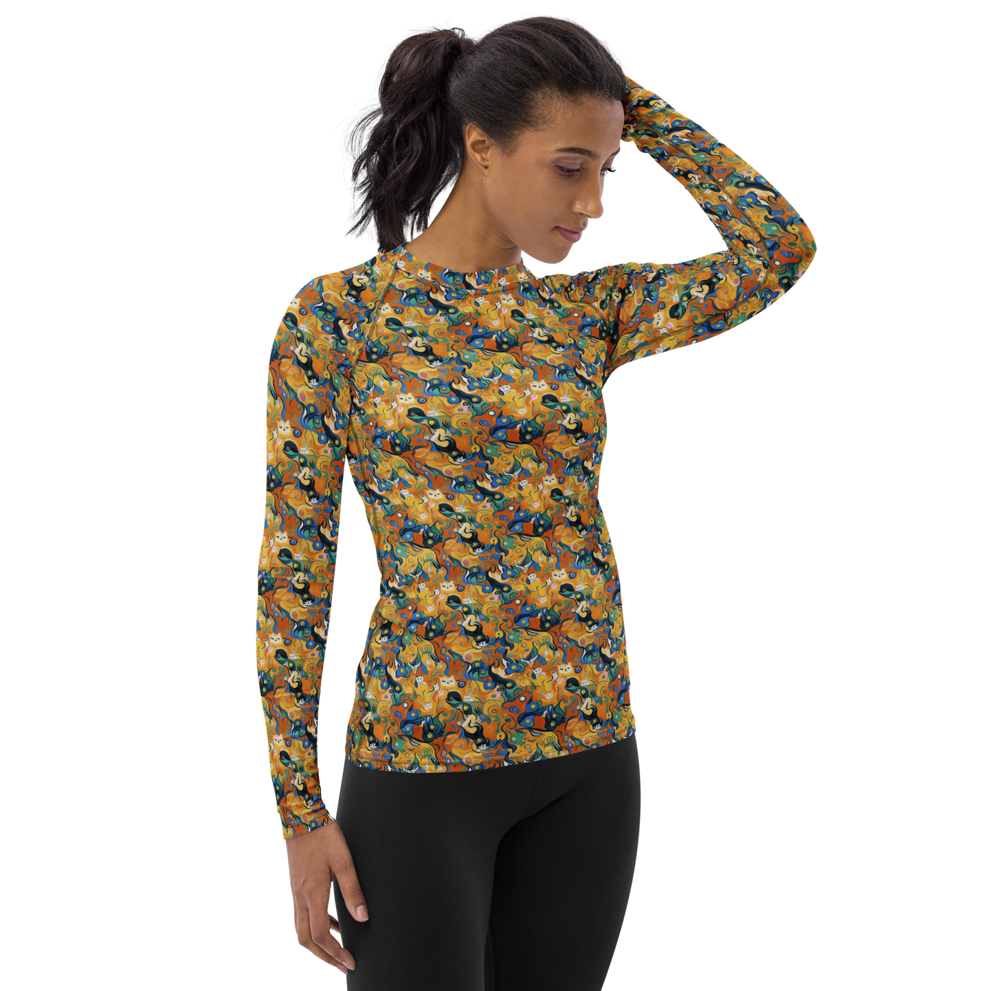 Women's Rash Guard - Whimsical Feline Dance