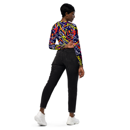 Long Sleeve Crop Top - Neon Currents