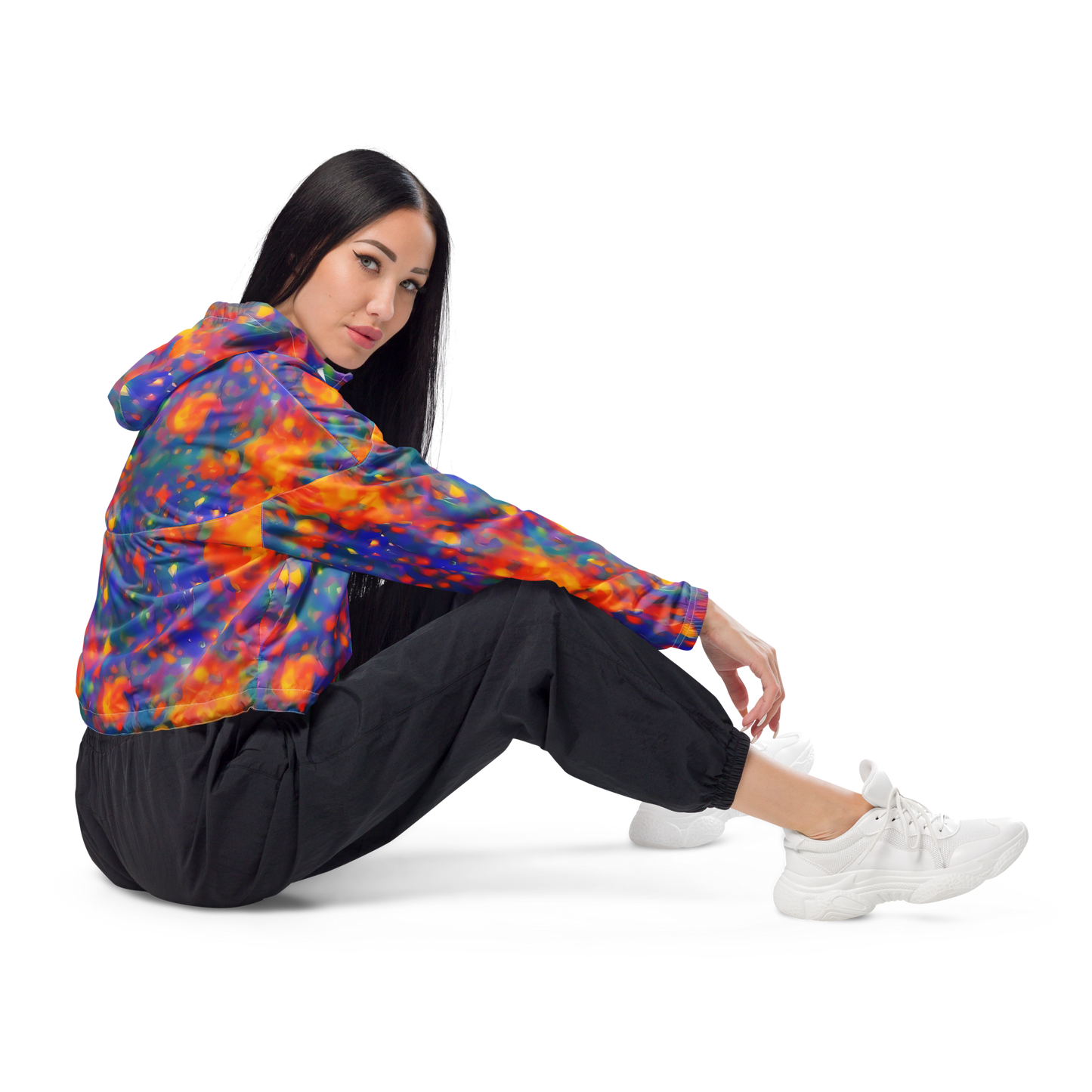 Women's Cropped Windbreaker - Nolde Nebula