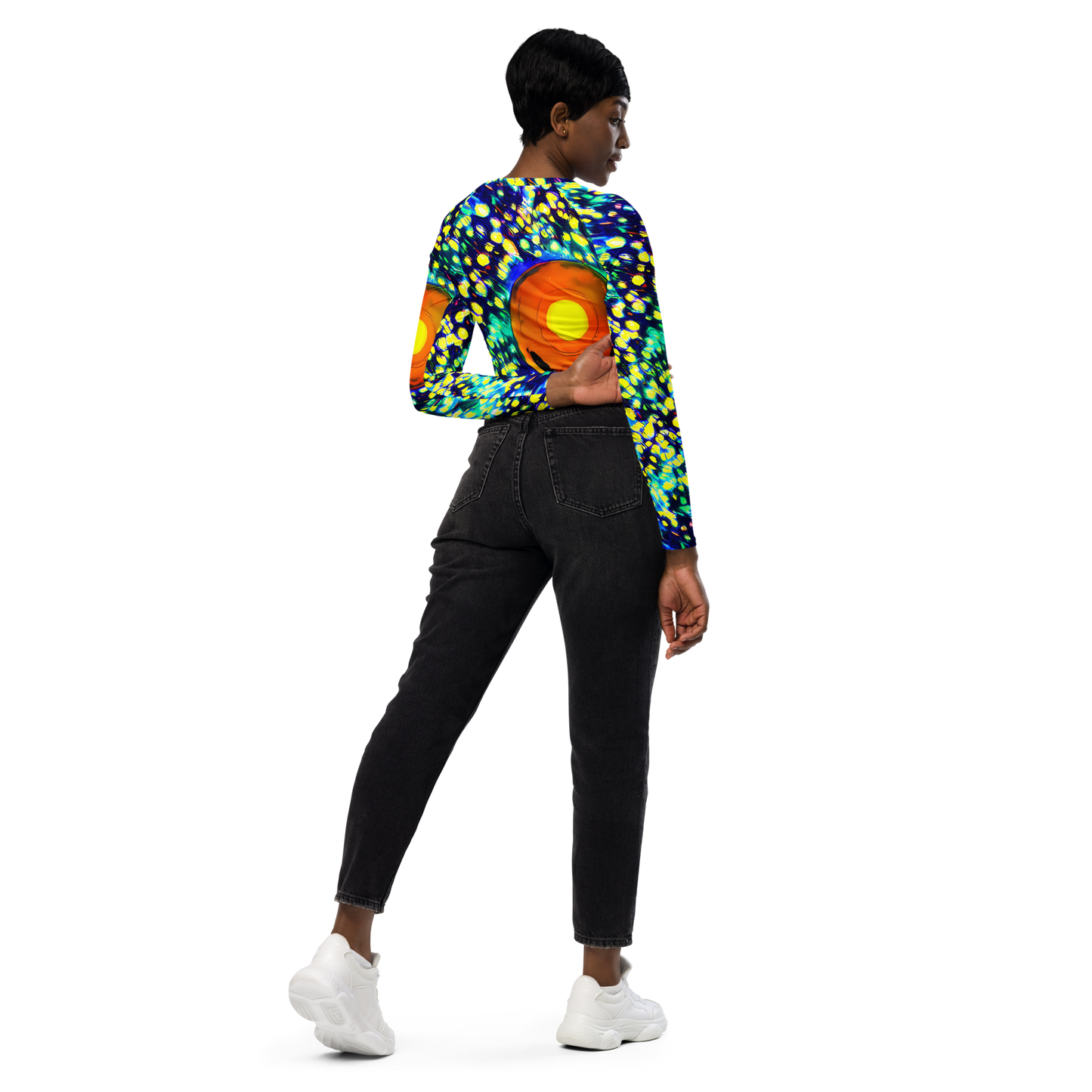 Long Sleeve Crop Top - Illuminated Whirl