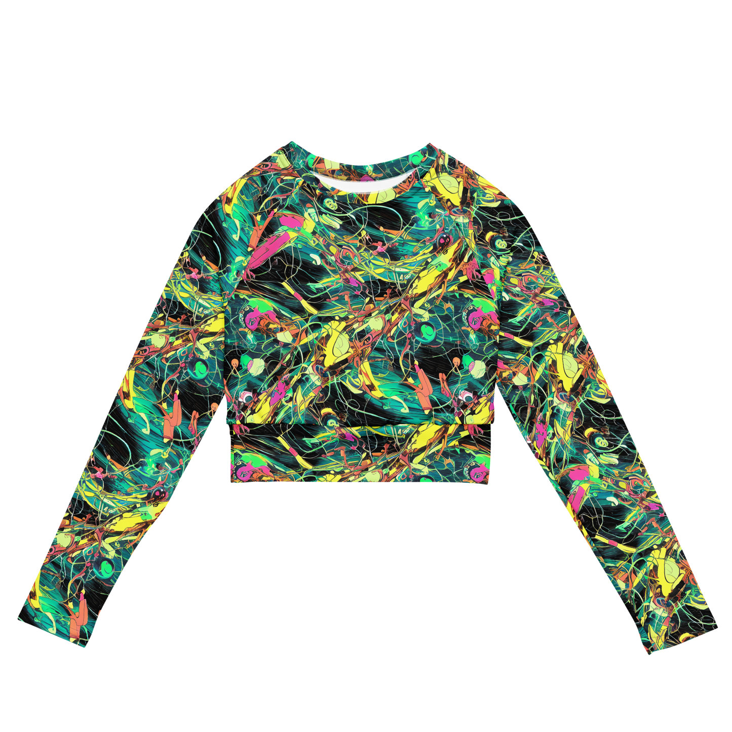 Long Sleeve Crop Top - Cyborg Whirl