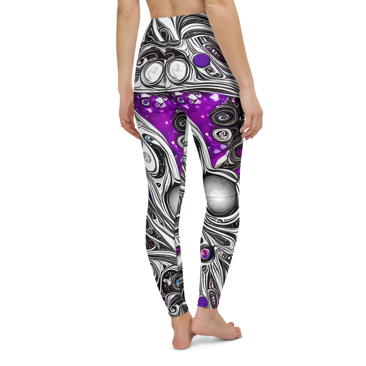 Yoga Leggings - Neo-Noir Waves