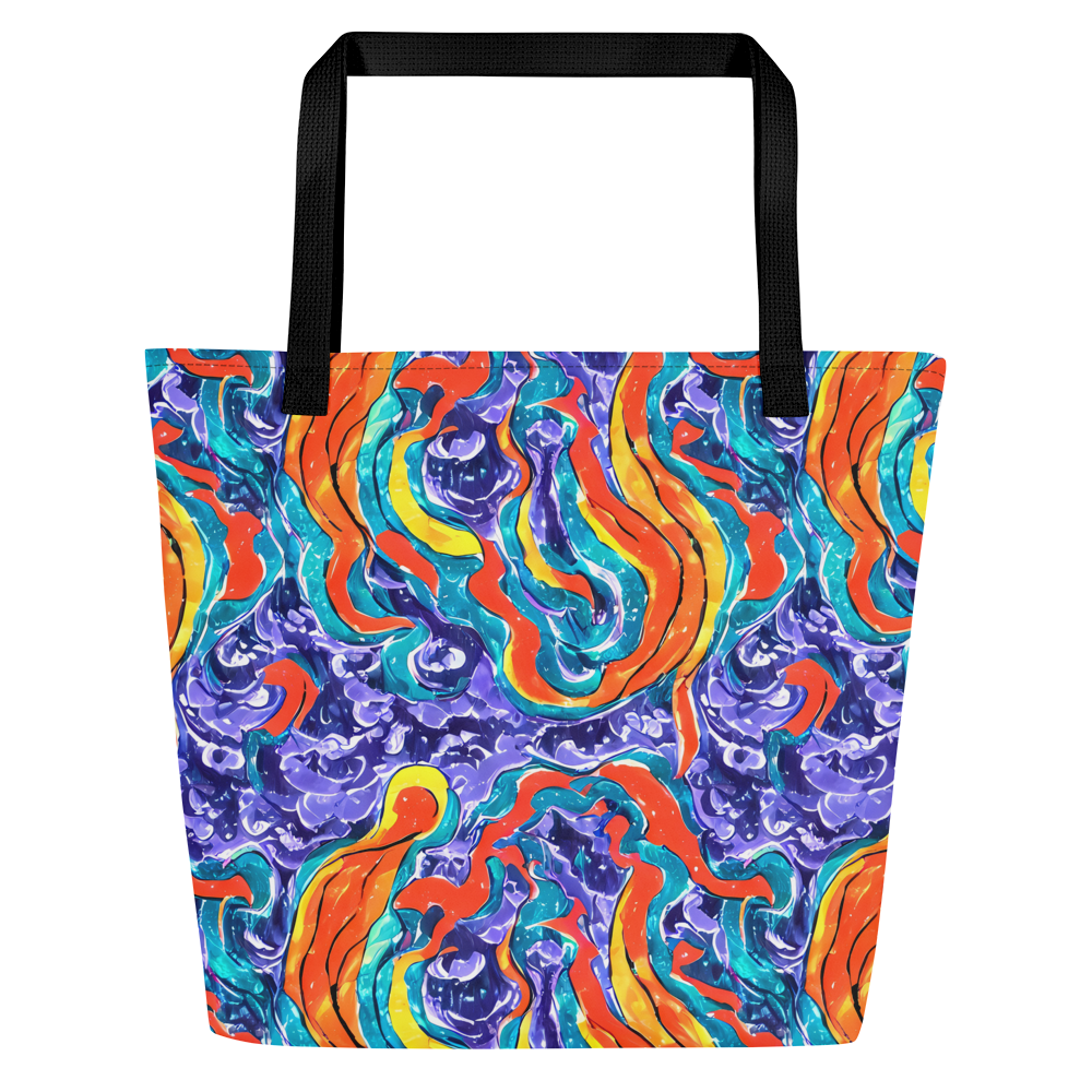 Large Tote Bag w/ Pocket - Galactic Waves