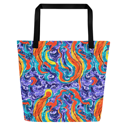 Large Tote Bag w/ Pocket - Galactic Waves