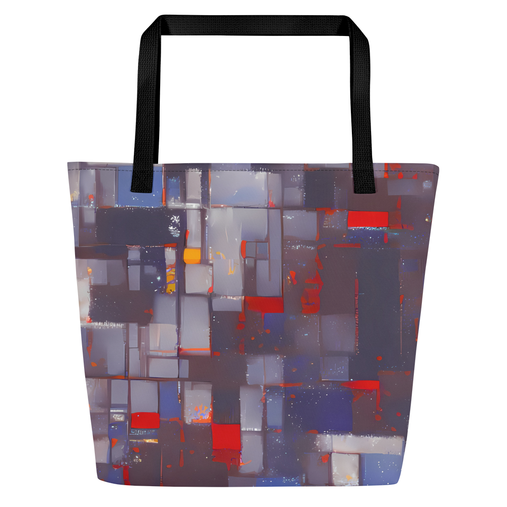 Large Tote Bag w/ Pocket - Cubist Rhythm