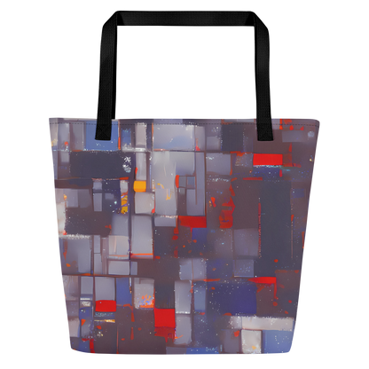 Large Tote Bag w/ Pocket - Cubist Rhythm