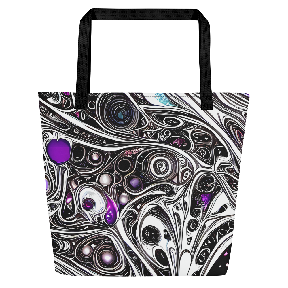 Large Tote Bag w/ Pocket - Neo-Noir Waves