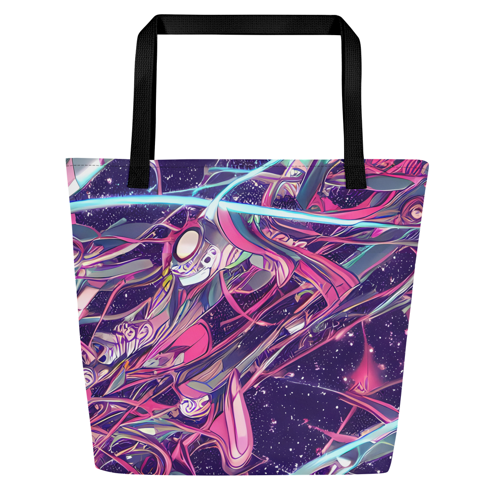 Large Tote Bag w/ Pocket - Neo-Tokyo Twirl