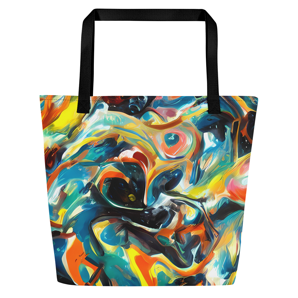 Large Tote Bag w/ Pocket - Chromatic Vortex