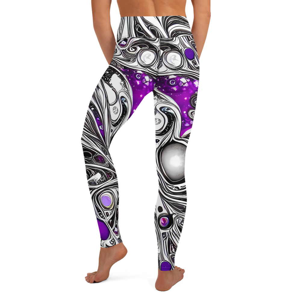 Yoga Leggings - Neo-Noir Waves