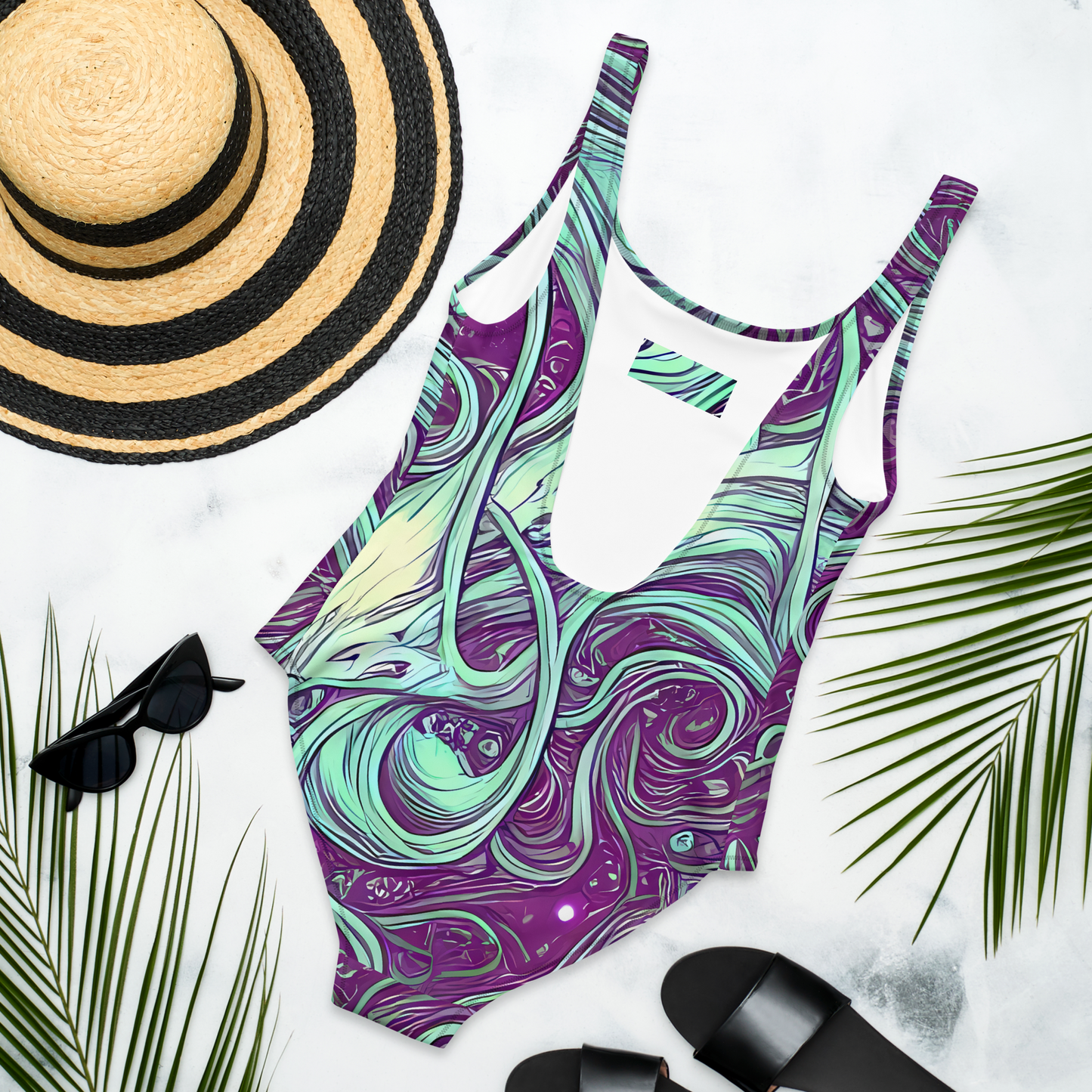 One-Piece Swimsuit - Temple Swirls