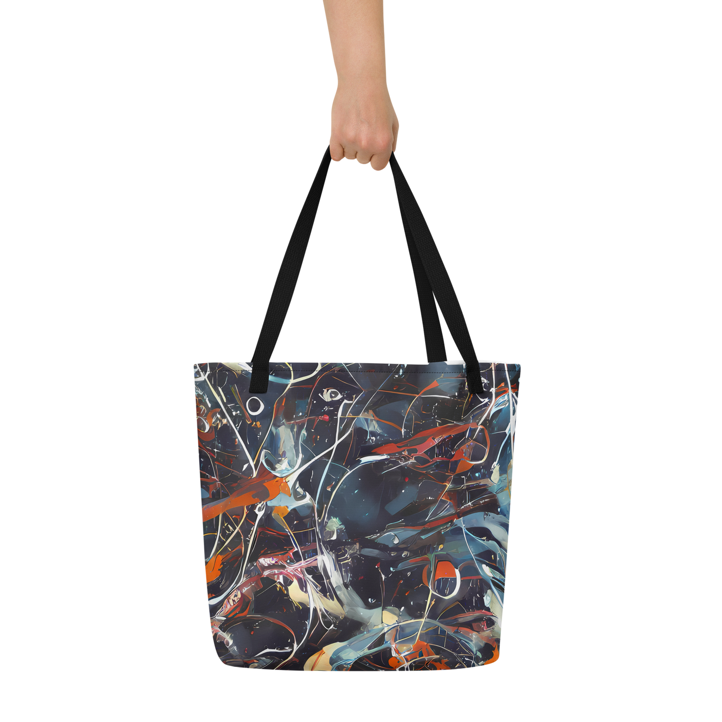 Large Tote Bag w/ Pocket - Neo-Splash Labyrinth