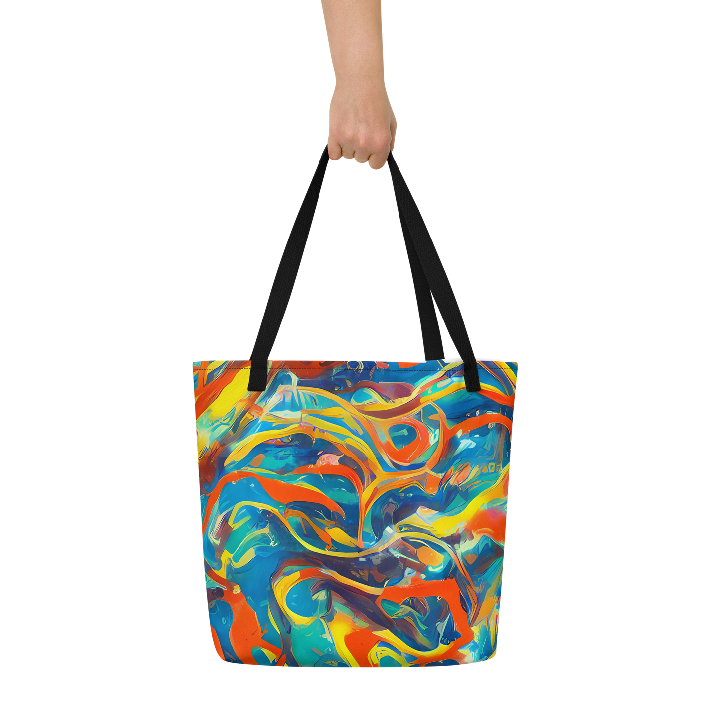 Large Tote Bag w/ Pocket - Chromatic Fusion