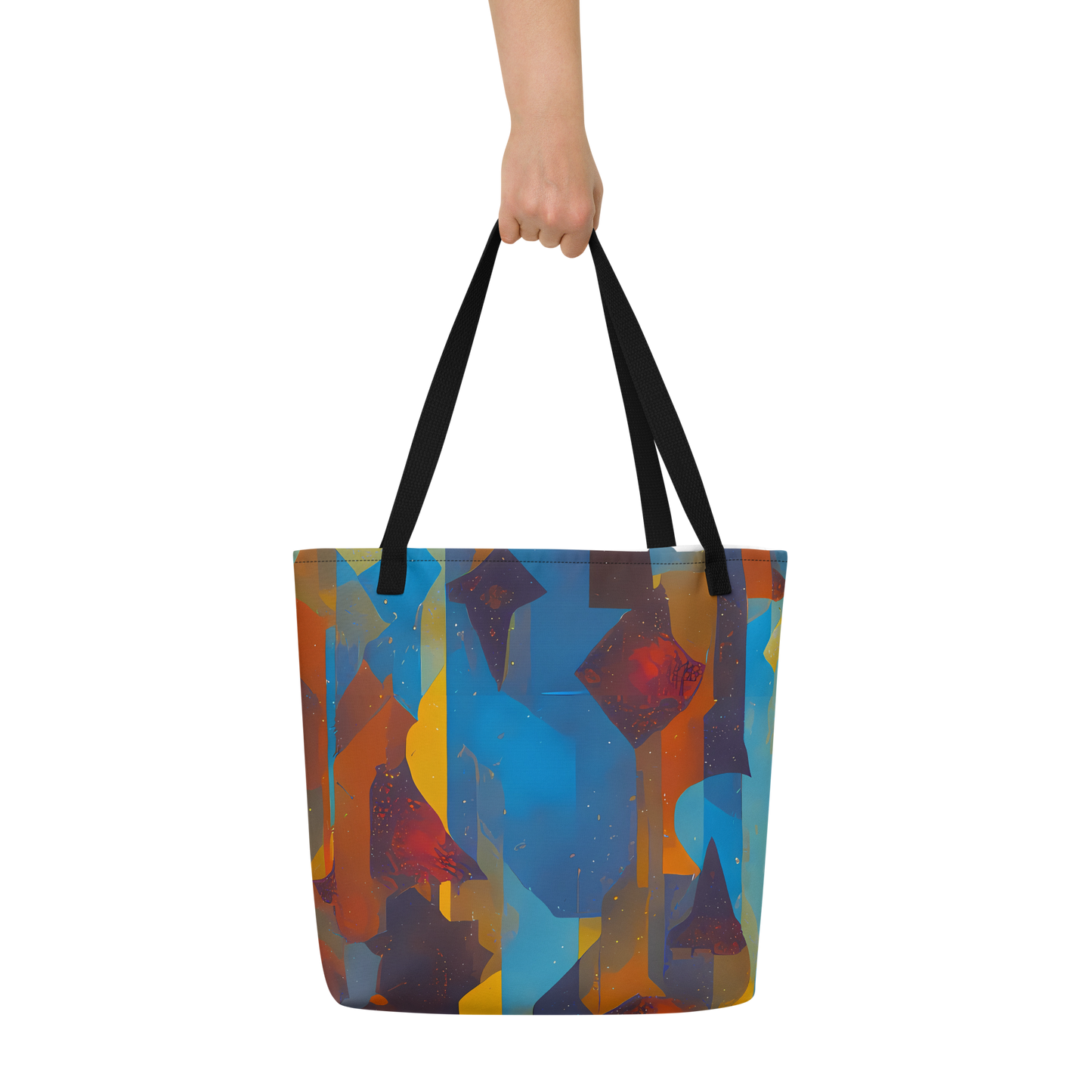 Large Tote Bag w/ Pocket - Cubist Dusk