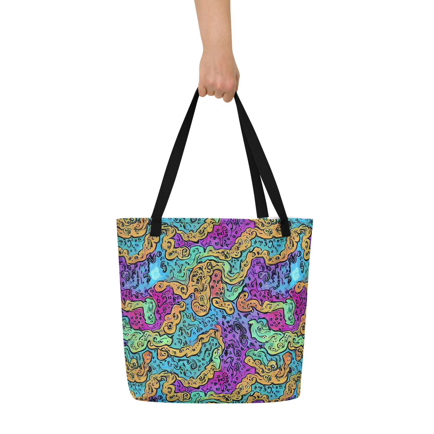 Large Tote Bag w/ Pocket - Intergalactic Graffiti