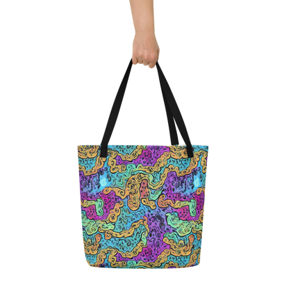 Large Tote Bag w/ Pocket - Intergalactic Graffiti