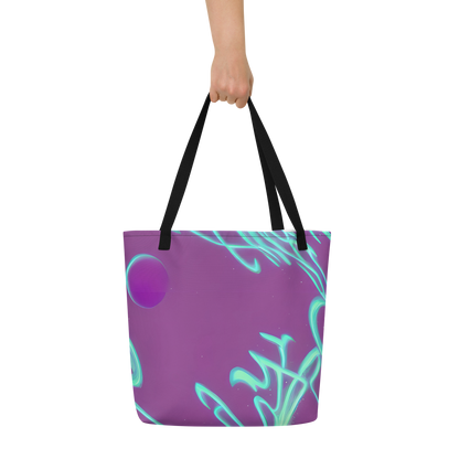 Large Tote Bag w/ Pocket - Neon Drift