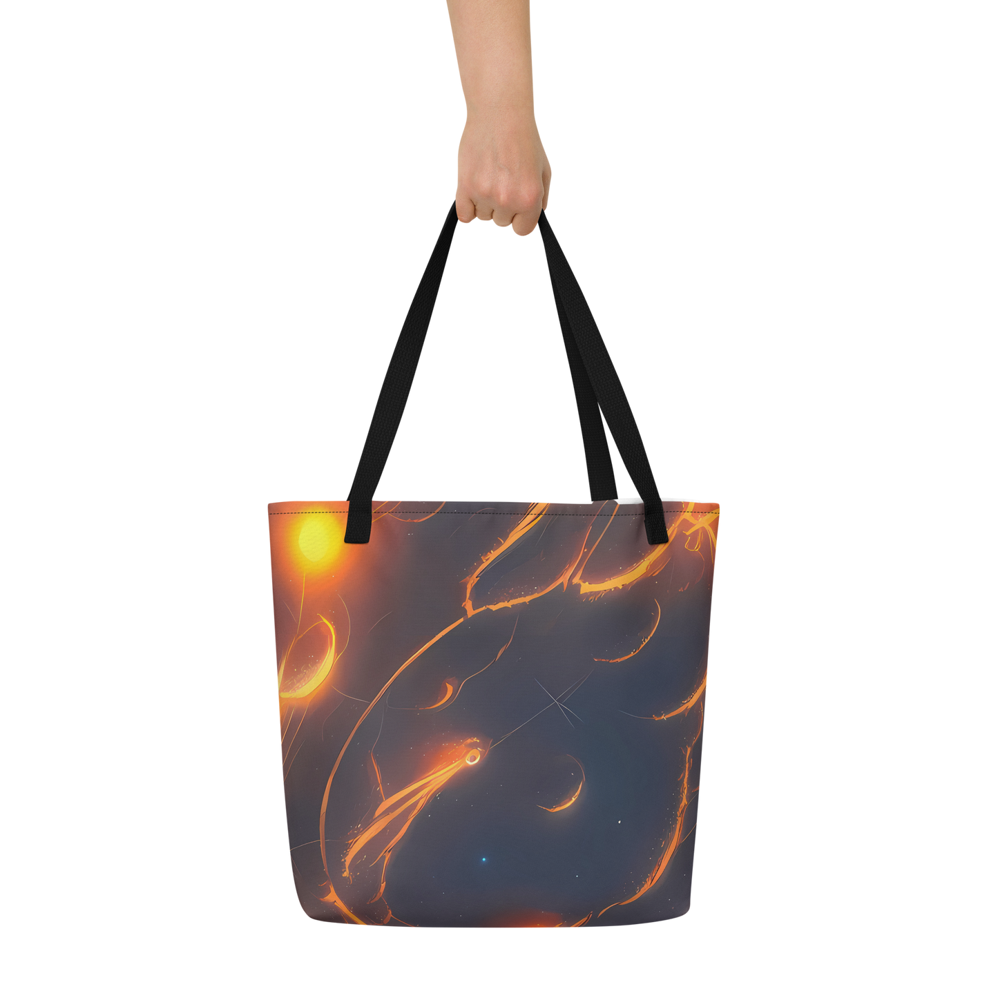Large Tote Bag w/ Pocket - Inferno Spirals