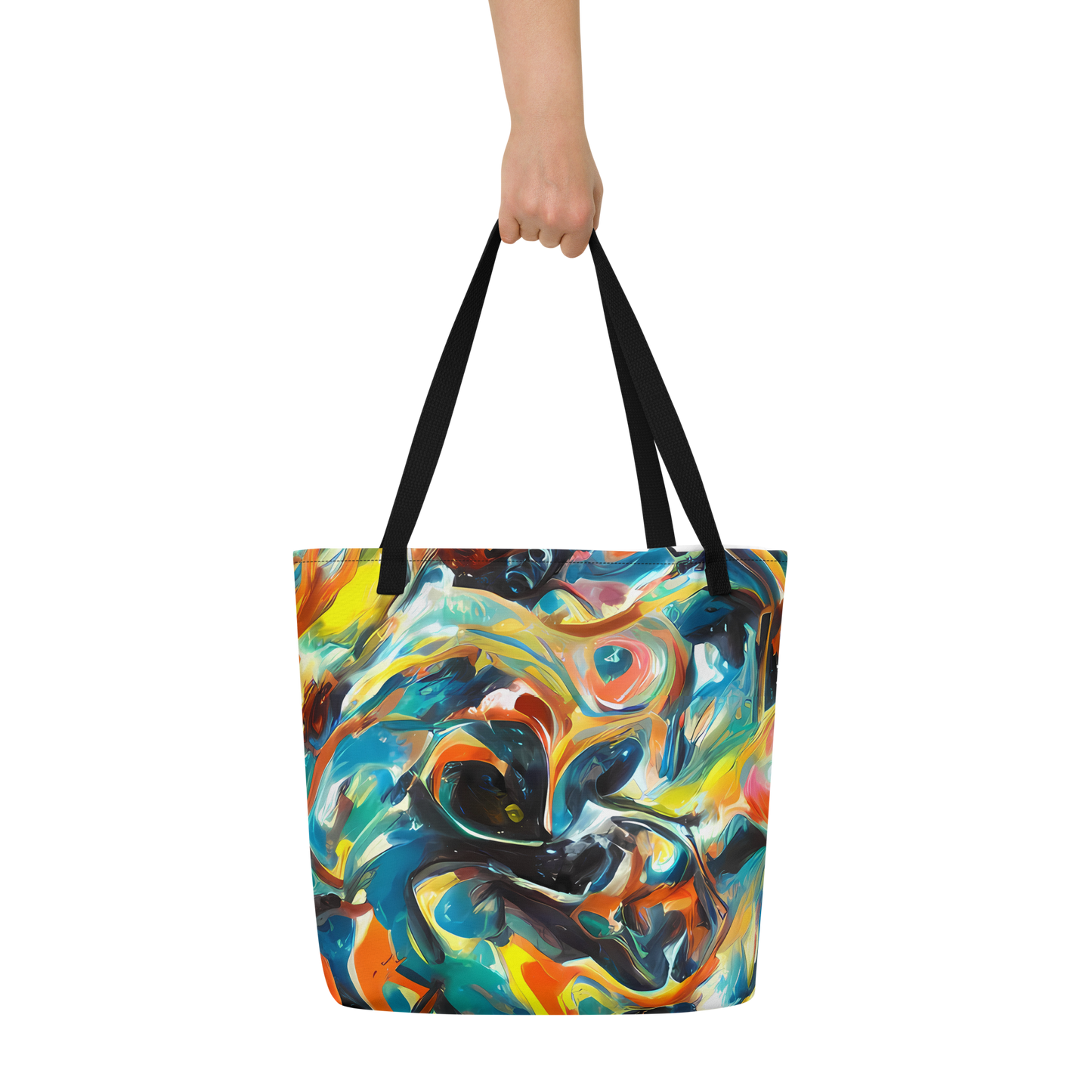 Large Tote Bag w/ Pocket - Chromatic Vortex