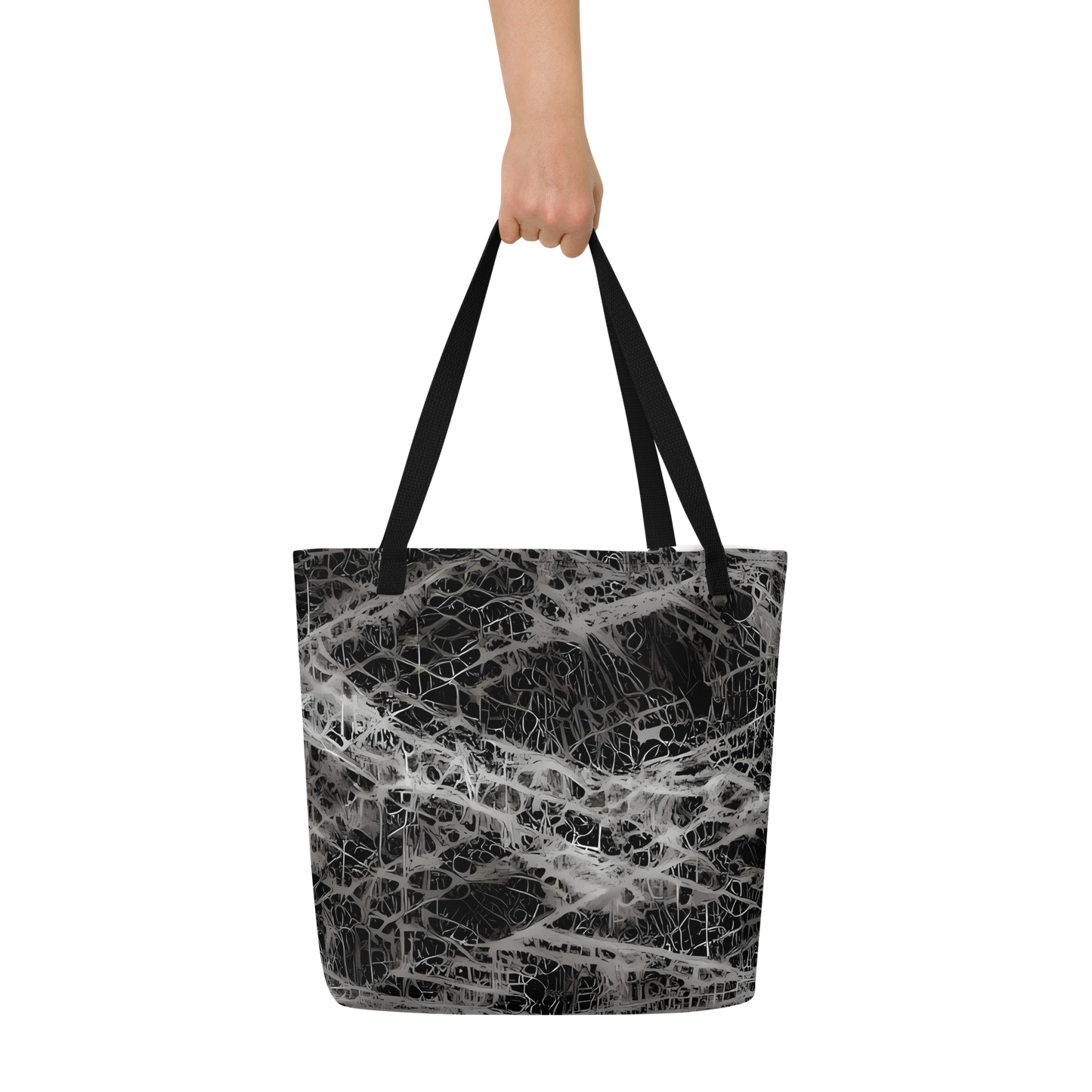 Large Tote Bag w/ Pocket - Monochrome Mesh