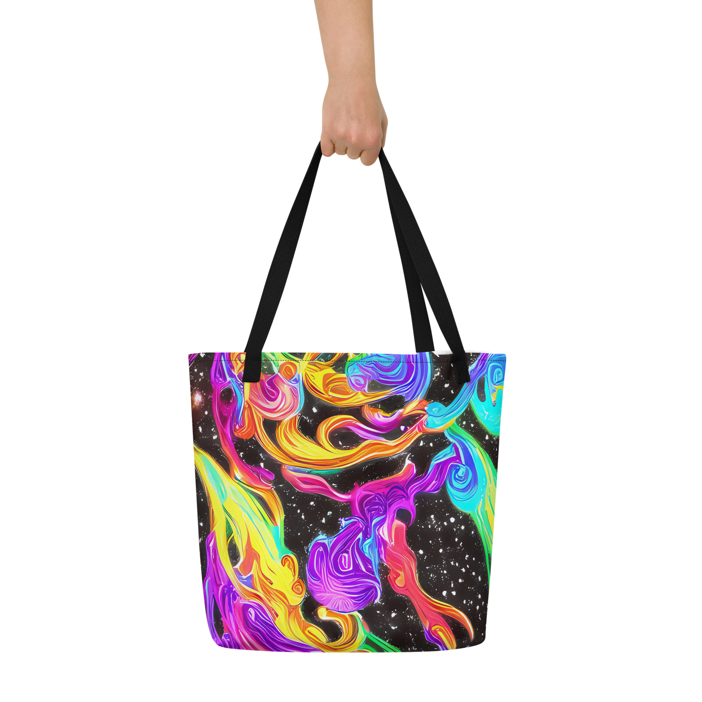 Large Tote Bag w/ Pocket - Yuan Whirls