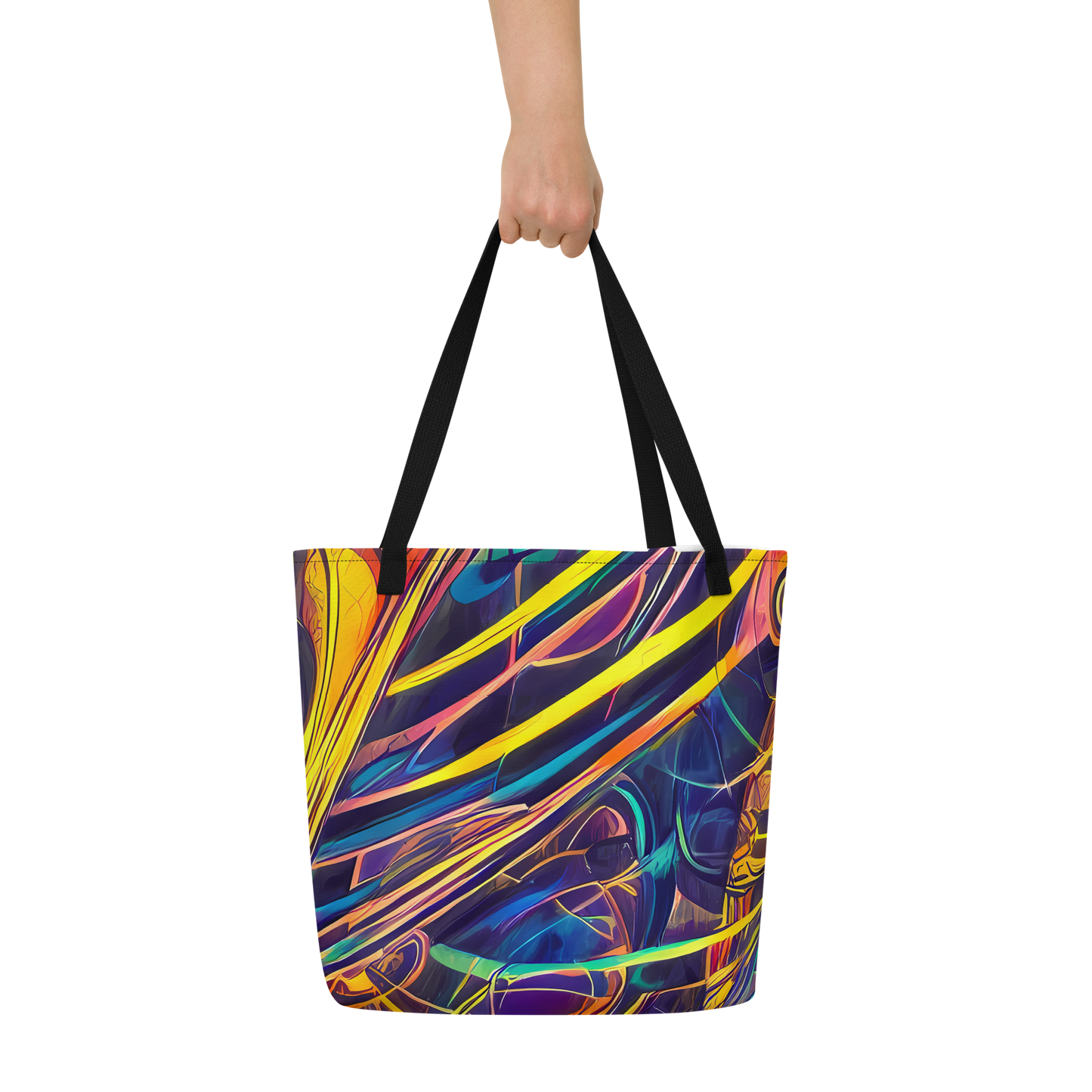 Large Tote Bag w/ Pocket - Vector Rhapsody