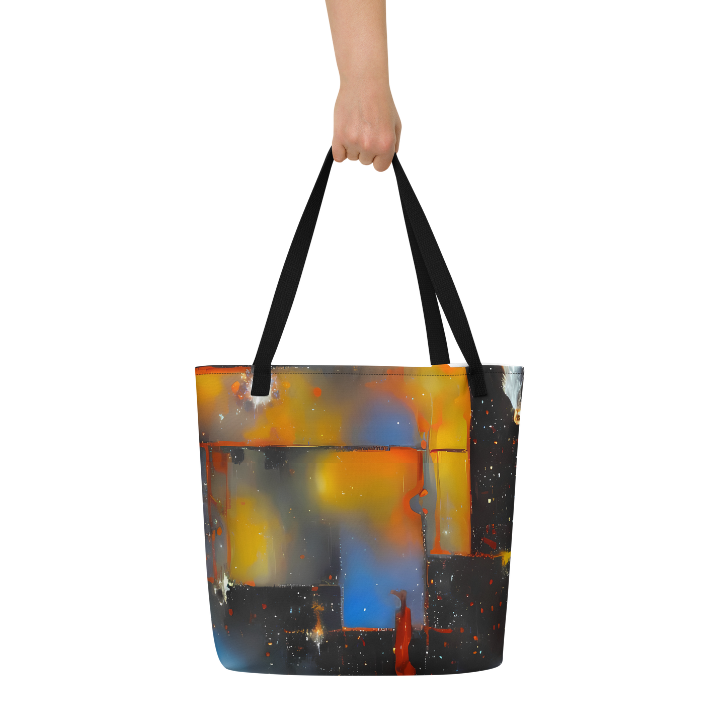 Large Tote Bag w/ Pocket - Monet's Matrix