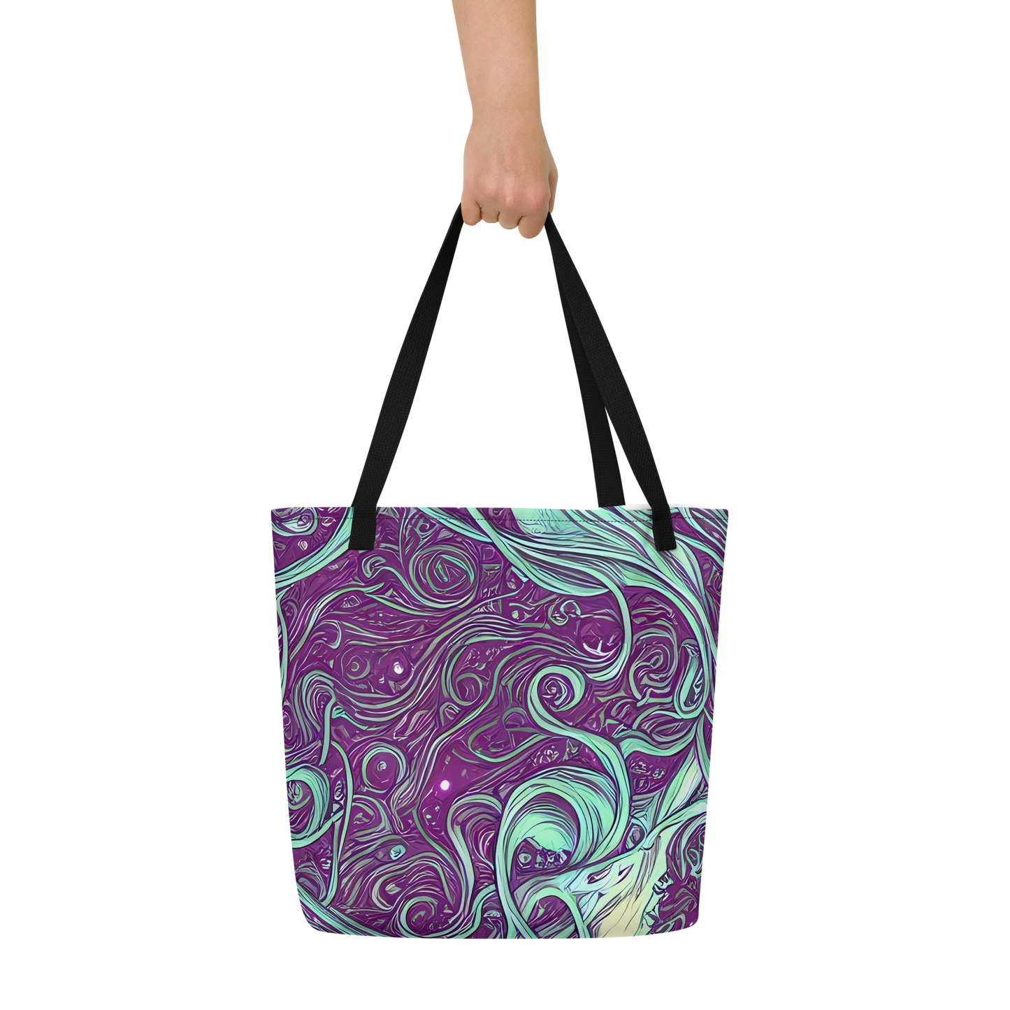 Large Tote Bag w/ Pocket - Temple Swirls