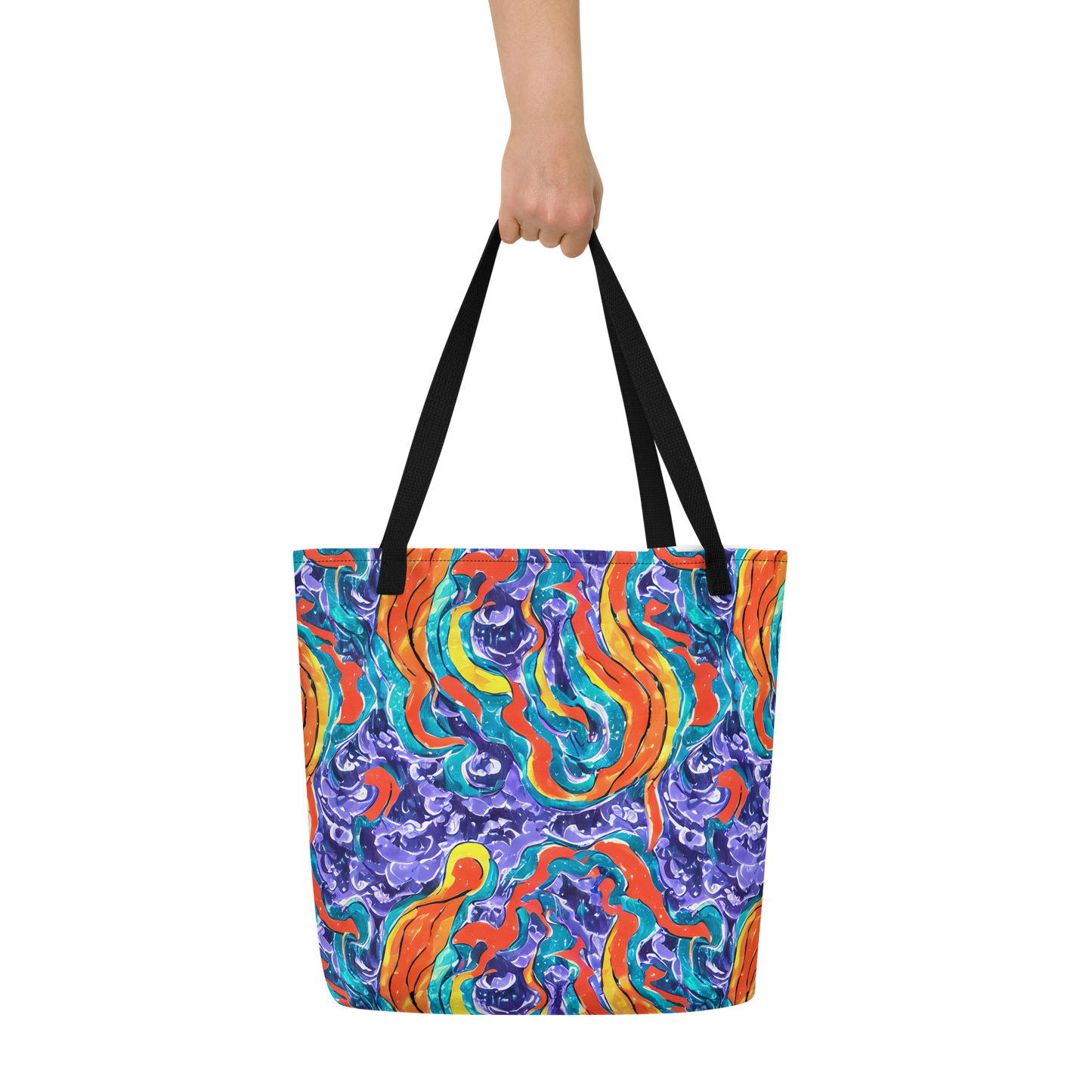 Large Tote Bag w/ Pocket - Galactic Waves