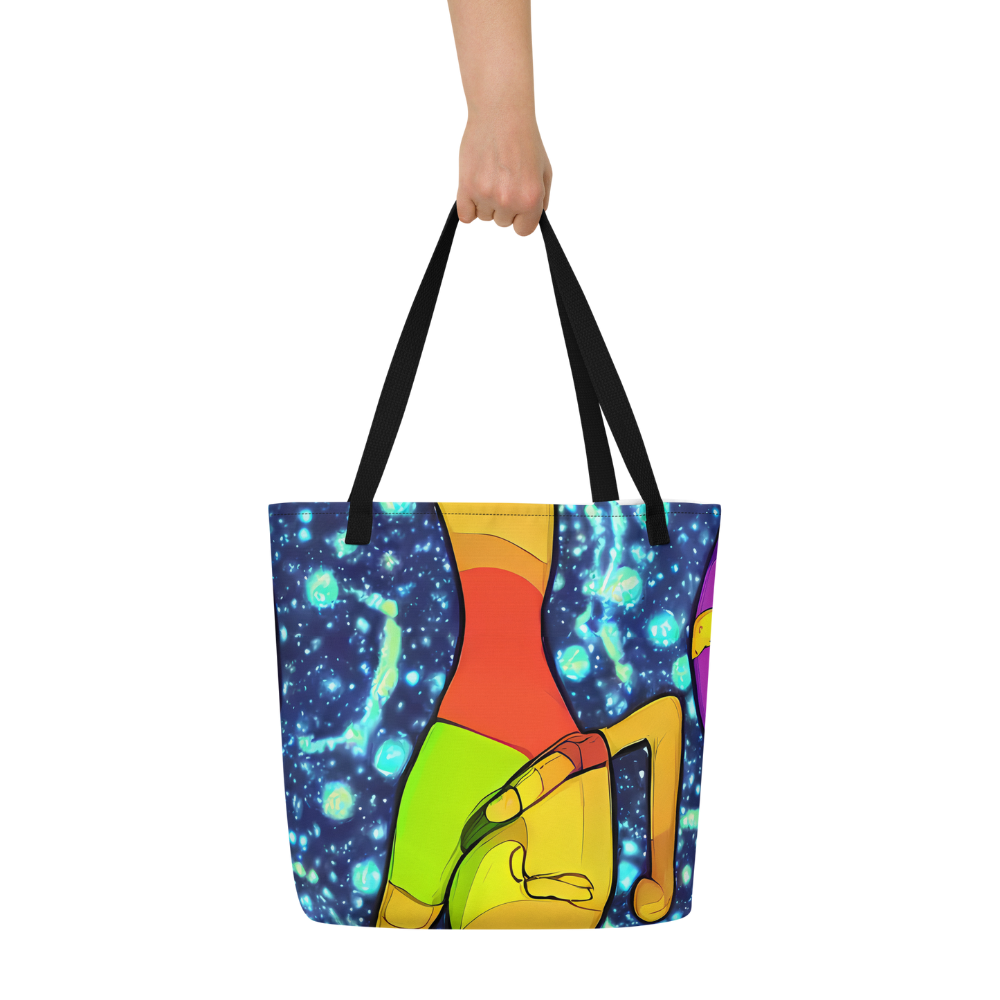 Large Tote Bag w/ Pocket - Cosmic Siblings