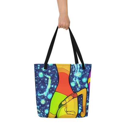 Large Tote Bag w/ Pocket - Cosmic Siblings