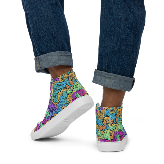 Men's High Top Canvas Shoes - Intergalactic Graffiti