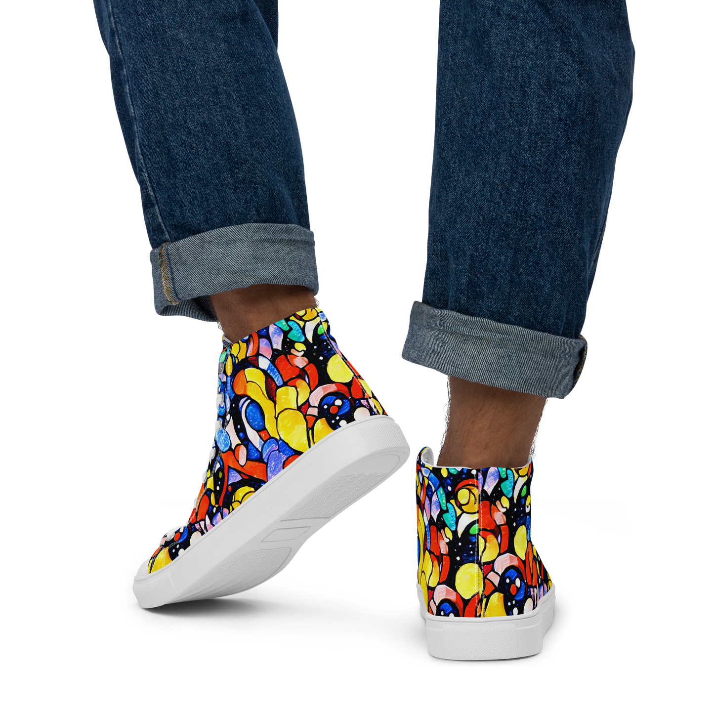 Men's High Top Canvas Shoes - Supernova Symphony