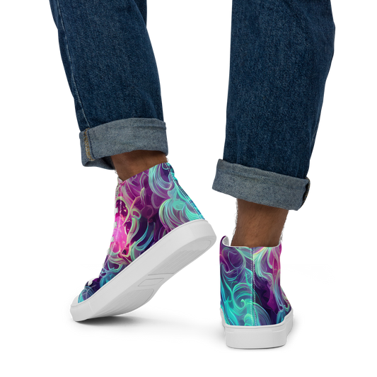 Men's High Top Canvas Shoes - Galactic Bloom