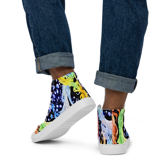 Men's High Top Canvas Shoes - Celestial Serenade