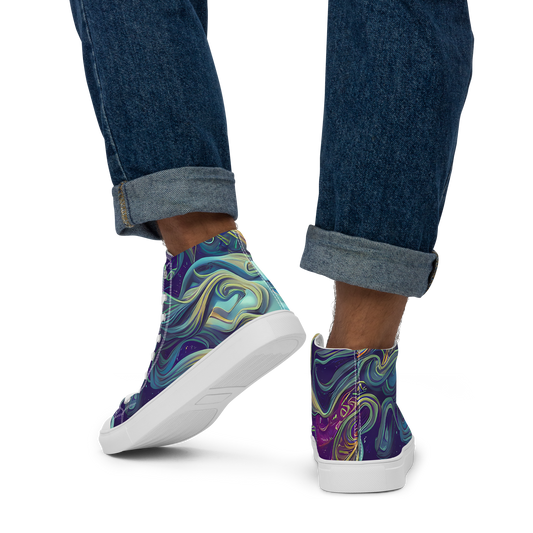 Men's High Top Canvas Shoes - Stellar Waves