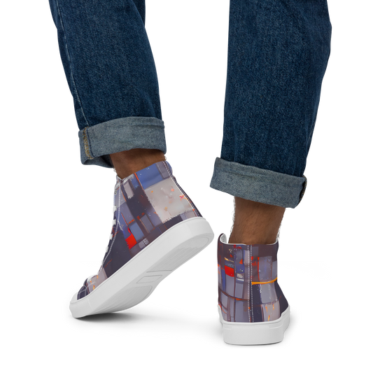 Men's High Top Canvas Shoes - Cubist Rhythm