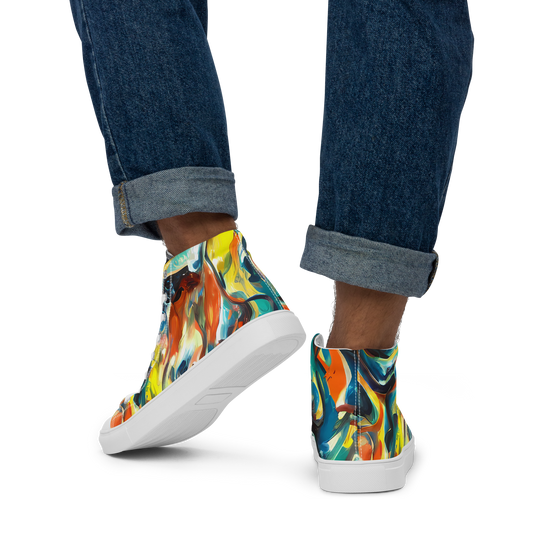 Men's High Top Canvas Shoes - Chromatic Vortex