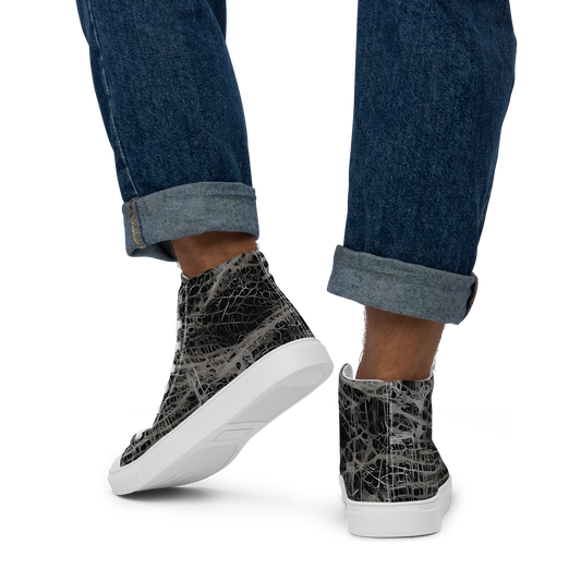 Men's High Top Canvas Shoes - Monochrome Mesh