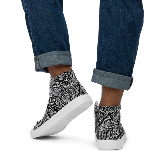 Men's High Top Canvas Shoes - Stellar Tsunami